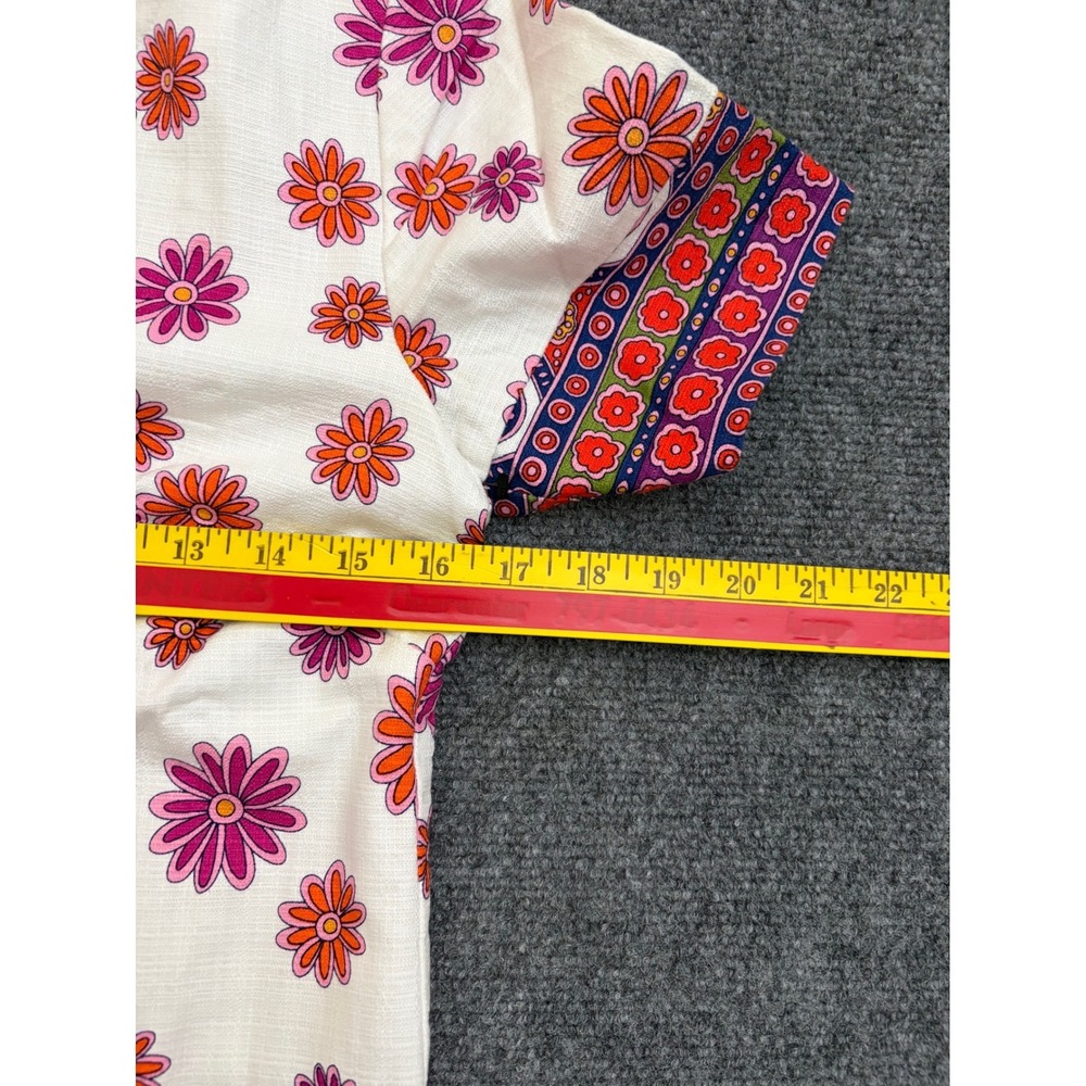 Trina Turk Floral Paisley Border Print Shift Dress White Pink Orange Size 2 - Picture 4 of 7